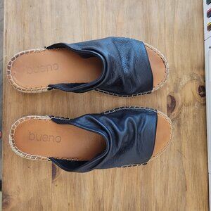 Bueno Nice Ruched Leather Espadrille Slides 8.5